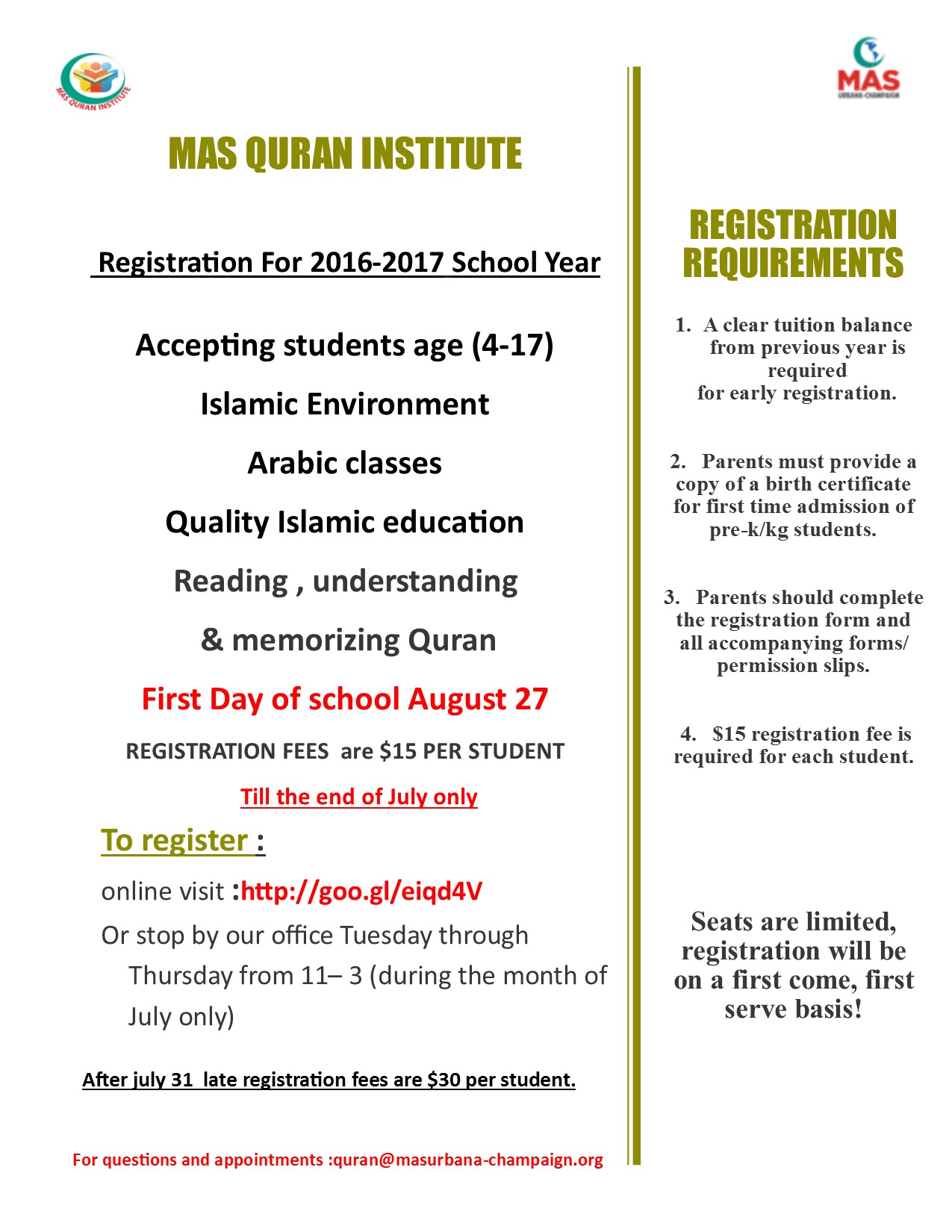 early registration 2015-2016